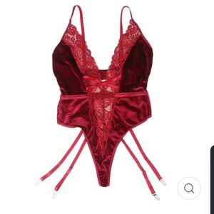 Sexy  Red Lace Lingerie Bodysuit Size M/L